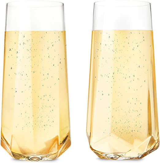 Viski Raye Faceted Crystal Champagne Glass